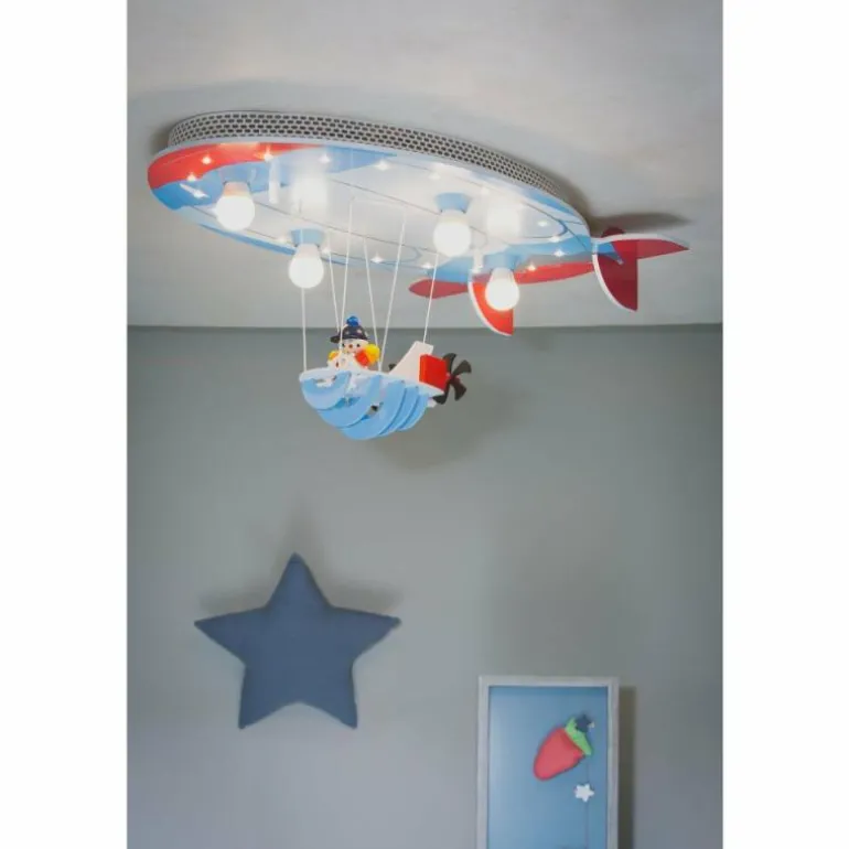 Plafonnier Elobra LUFTSCHIFF Bleu, Rouge, 4 lumières