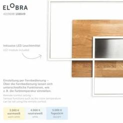 Plafonnier Elobra Panama LED Écru, 2 lumières, Télécommandes