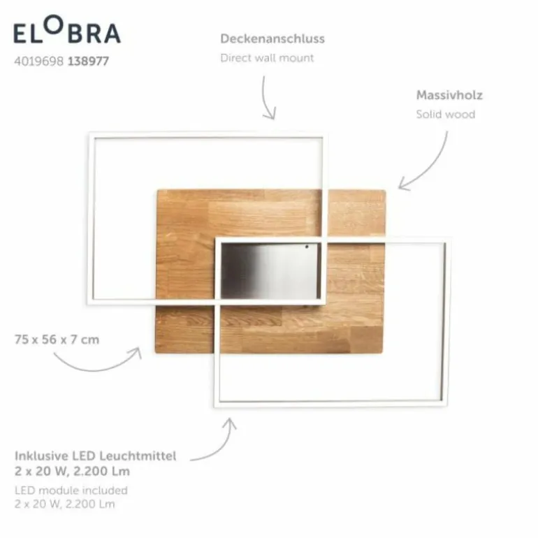 Plafonnier Elobra Panama LED Écru, 2 lumières, Télécommandes