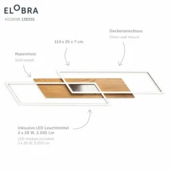 Plafonnier Elobra Panama LED Écru, 2 lumières