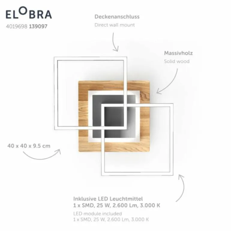 Plafonnier Elobra Panama LED Écru, 1 lumière