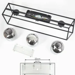 Plafonnier Elvange Noir, 3 lumières