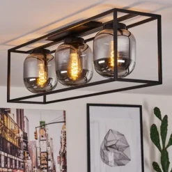 Plafonnier Elvange Noir, 3 lumières