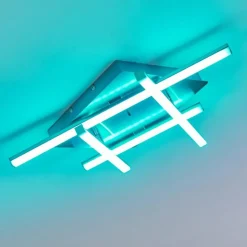 Plafonnier Eriz LED Nickel mat, 4 lumières, Télécommandes, Changeur de couleurs