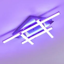 Plafonnier Eriz LED Nickel mat, 4 lumières, Télécommandes, Changeur de couleurs