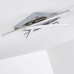 Plafonnier Eriz LED Nickel mat, 4 lumières, Télécommandes, Changeur de couleurs