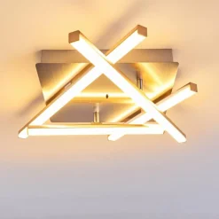 Plafonnier Eriz LED Nickel mat, 4 lumières, Télécommandes, Changeur de couleurs