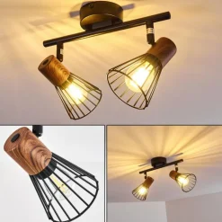 Plafonnier Errested Bois foncé, Noir, 2 lumières