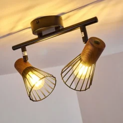 Plafonnier Errested Bois foncé, Noir, 2 lumières