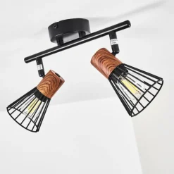 Plafonnier Errested Bois foncé, Noir, 2 lumières