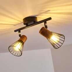 Plafonnier Errested Bois foncé, Noir, 2 lumières