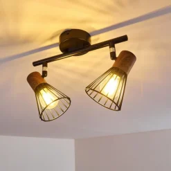 Plafonnier Errested Bois foncé, Noir, 2 lumières