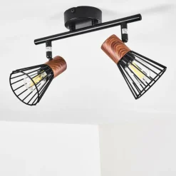 Plafonnier Errested Bois foncé, Noir, 2 lumières