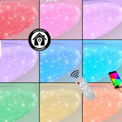 Plafonnier Esgos LED Blanc, 1 lumière, Télécommandes