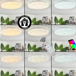 Plafonnier Esgos LED Blanc, 1 lumière, Télécommandes