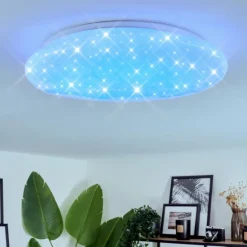 Plafonnier Esgos LED Blanc, 1 lumière, Télécommandes