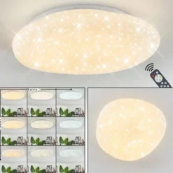 Plafonnier Esgos LED Blanc, 1 lumière, Télécommandes