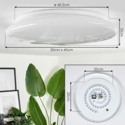 Plafonnier Esgos LED Blanc, 1 lumière, Télécommandes