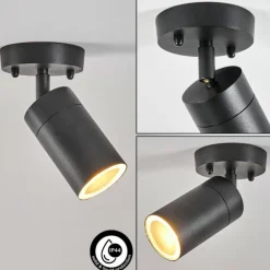 plafonnier extérieur Bessiebelle Noir, Blanc, 1 lumière