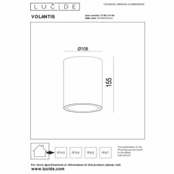 plafonnier extérieur Lucide VOLANTIS Noir, 1 lumière
