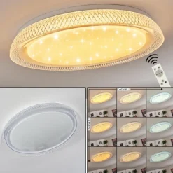 Plafonnier Feletto LED Transparent, Blanc, 1 lumière, Télécommandes