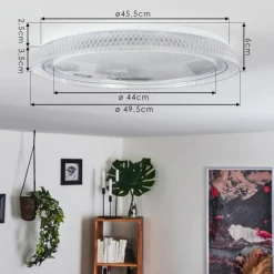 Plafonnier Feletto LED Transparent, Blanc, 1 lumière, Télécommandes