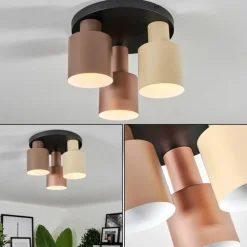 Plafonnier Fessade Beige, Brun, Bronze, 3 lumières