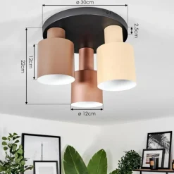 Plafonnier Fessade Beige, Brun, Bronze, 3 lumières