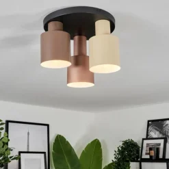 Plafonnier Fessade Beige, Brun, Bronze, 3 lumières