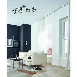 Plafonnier Fischer & Honsel Tilda Noir, 4 lumières