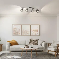 Plafonnier Fischer & Honsel Tilda Noir, 4 lumières