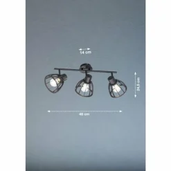 Plafonnier Fischer & Honsel Tilda Noir, 4 lumières