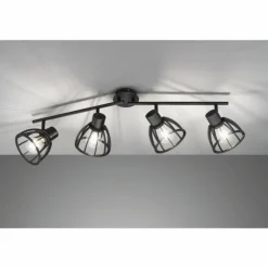 Plafonnier Fischer & Honsel Tilda Noir, 4 lumières