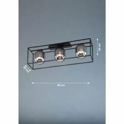 Plafonnier Fischer & Honsel Regi Noir, 3 lumières