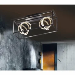 Plafonnier Fischer & Honsel Gisi LED Noir, 2 lumières, Télécommandes