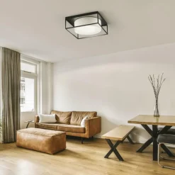 Plafonnier Fischer & Honsel Carre Noir, 4 lumières