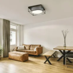 Plafonnier Fischer & Honsel Carre Noir, 4 lumières