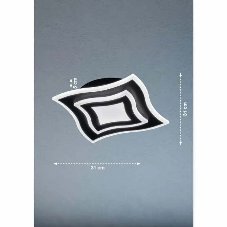 Plafonnier Fischer & Honsel Gorden LED Noir, 1 lumière, Télécommandes