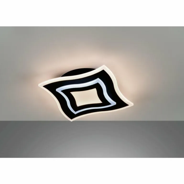 Plafonnier Fischer & Honsel Gorden LED Noir, 1 lumière, Télécommandes