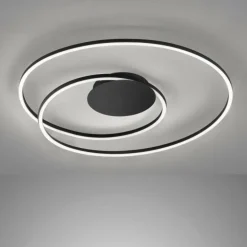 Plafonnier Fischer & Honsel Holy LED Noir, 1 lumière, Télécommandes