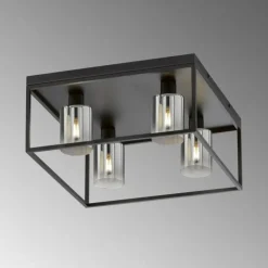 Plafonnier Fischer & Honsel Iska Noir, 4 lumières