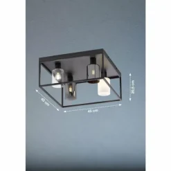 Plafonnier Fischer & Honsel Iska Noir, 4 lumières