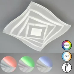 Plafonnier Fischer & Honsel Hero LED Blanc, 1 lumière, Télécommandes, Changeur de couleurs