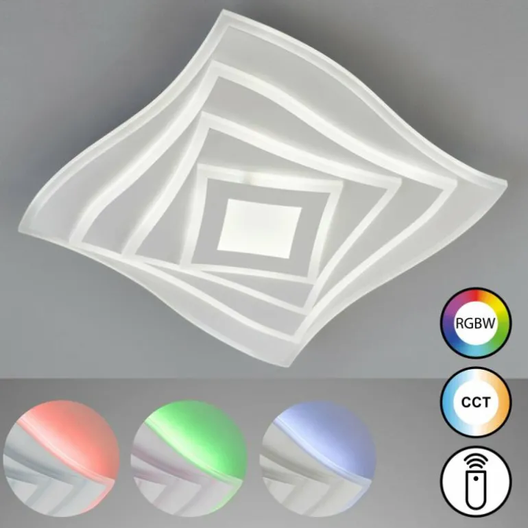 Plafonnier Fischer & Honsel Hero LED Blanc, 1 lumière, Télécommandes, Changeur de couleurs