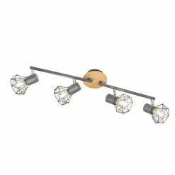 Plafonnier Fischer & Honsel Ran Gris, Couleur bois, 4 lumières