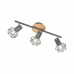 Plafonnier Fischer & Honsel Ran Gris, Couleur bois, 3 lumières