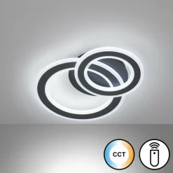 Plafonnier Fischer & Honsel Elvas LED Noir, 1 lumière, Télécommandes