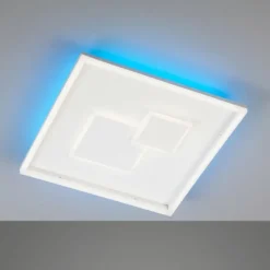 Plafonnier Fischer & Honsel Trey LED Blanc, 1 lumière, Télécommandes, Changeur de couleurs