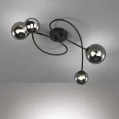 Plafonnier Fischer & Honsel Bala LED Noir, 4 lumières