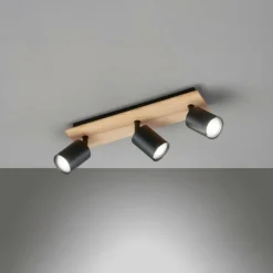 Plafonnier Fischer & Honsel Holton LED Couleur bois, Noir, 3 lumières